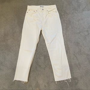 Zara high waisted straight leg cream denim jean